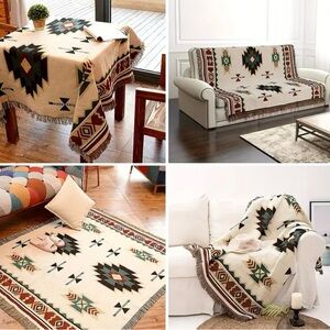 {NEW} Boho Style Geometric Patterned Throw Blanket